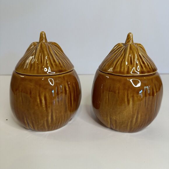 Rare KonTikiPorts Steve Crane Coconut Condiment Tiki Cups-Set of Two VTG - Picture 3 of 11